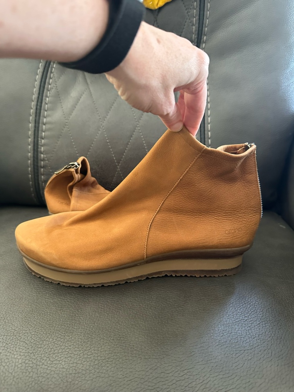 Arche Suede Ankle Bootie in Chestnut Brown - Picture 4 of 11